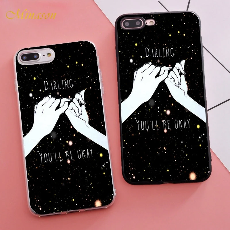 Minason Fashion Abstract Line Couple BFF Soft Silicone Phone Case for