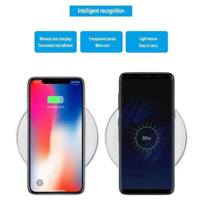Etmakit Qi Ultra Slim Беспроводной Зарядное устройство Crystal Clear зарядного устройства светодиодный освещения для samsung S7 S8 S8 плюс NK-шопинг
