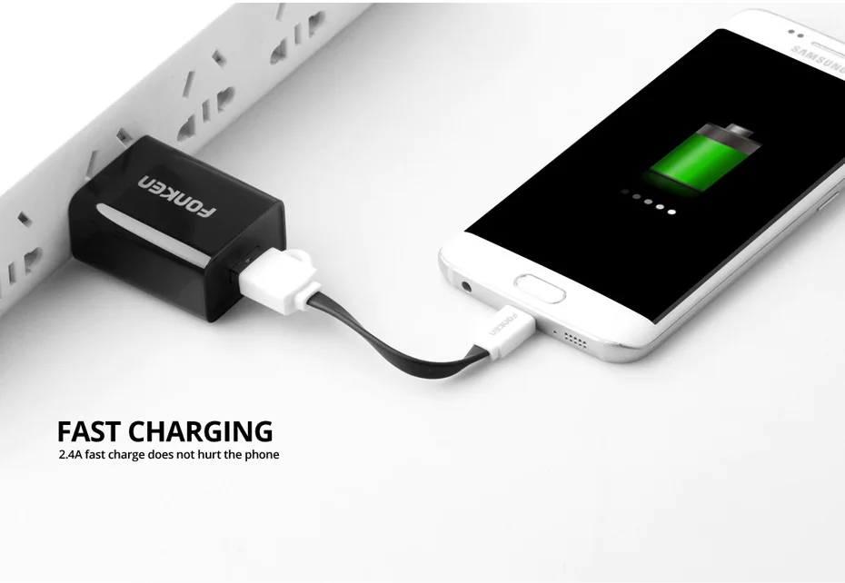 Кабель Micro USB FONKEN, короткий зарядный кабель для телефона, шнур 10 см, 0,1 А, кабель для зарядного устройства, М, провод для зарядки Microusb, мини-кабель для зарядного устройства