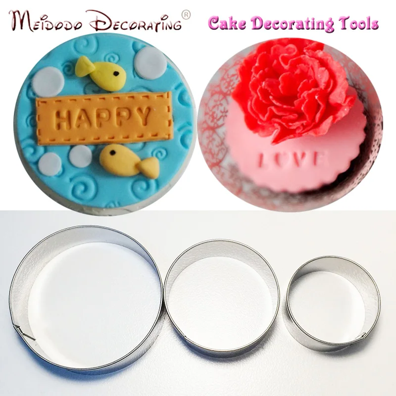 3pcs/set Round Carnation Flower Cutter Cake Decorating Tools Fondant Sugarcraft Stainless Steel