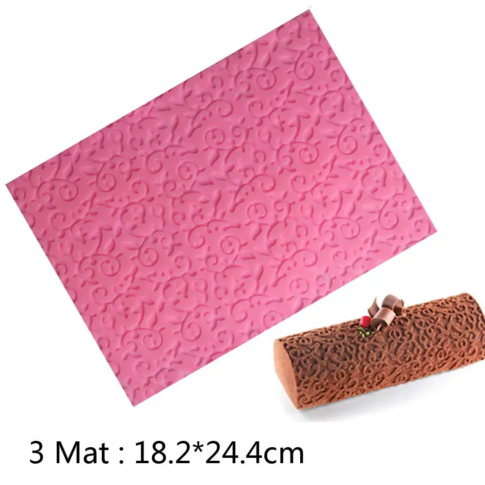 Silicone Texture Mat Cake Molds Baking Twinkie Mousse Wood Heart