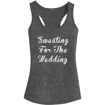

Womens Sweating For The Wedding Workout Racerback Tank Tops - Heathered Grey