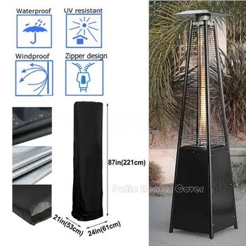 

221x53x61cm Polyester Pyramid Flame Patio Gas Heater Cover Waterproof Protectors
