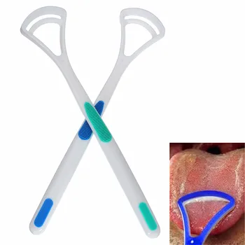 

2PCS Oral Hygiene Care Tongue scraper Brush Longue Cleaner Fresh Breath Make Oral Hygiene Health Cleaning Toothbrush Handle Tool