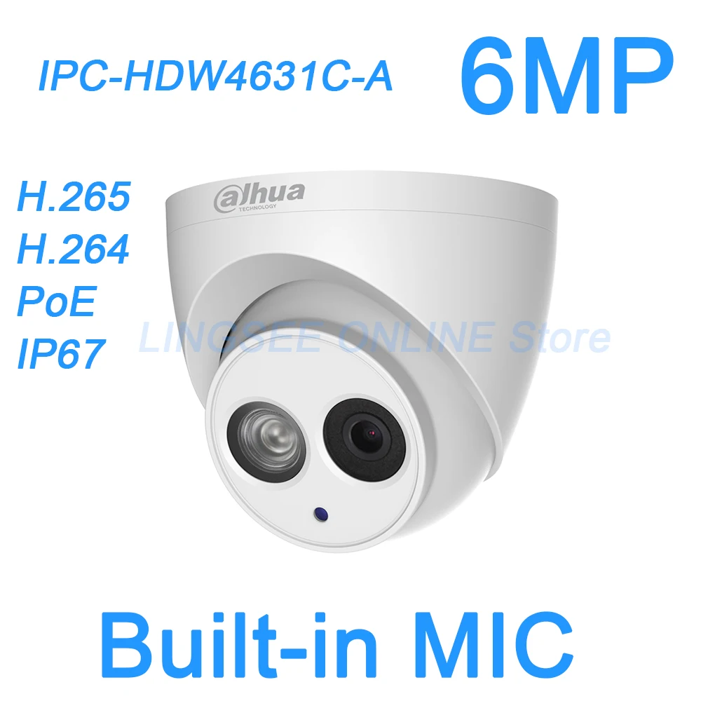 

Dahua 6MP 4MP IP Camera h.265 PoE Built-in mic IPC-HDW4631C-A HDW4433C-A IPC-HDW4431C-A -V2 IR security cctv Dome Camera onvif