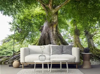 

wallpaper for bedroom walls Forest green tree wallpaper stereoscopic 3d mural