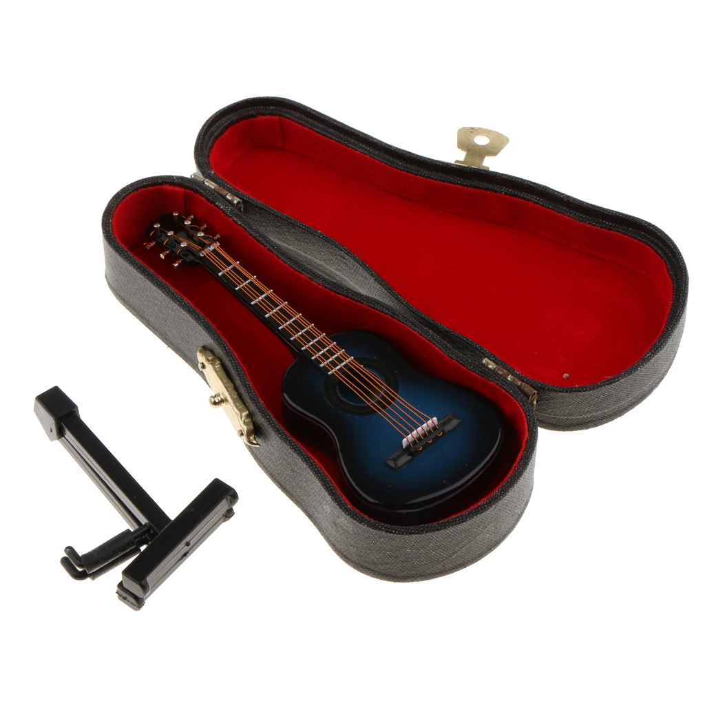 1:12 Acoustic Guitar in Case Music Instrument Dollhouse Musical Room Accessory Doll House Living Room Decor