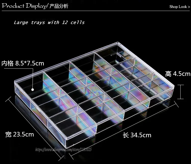 Высокое качество прозрачный акриловый дисплей ювелирных изделий лоток сетки держатель ювелирных изделий Diy Поиск коробка для хранения камень Витрина с крышкой