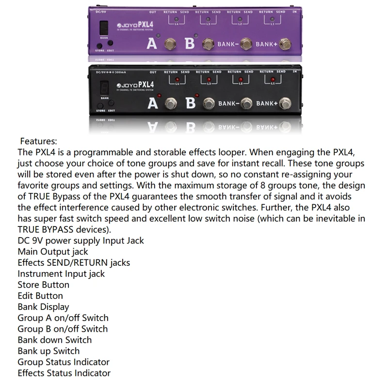JOYO Гитара программируемая PXL8 PXL4 PXL-Live PXL-Pro педаль эффектов для электрогитары контроллер Looper программируемая система распределения