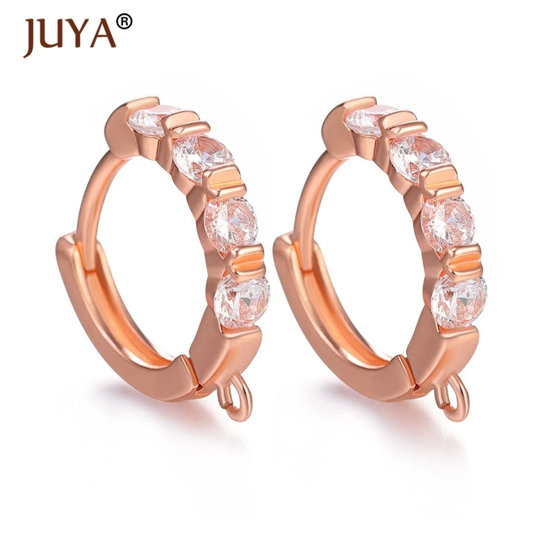 1 pair rose gold Сделай Сам, фурнитура для сережек, застежки, крючки, фурнитура ручной работы, аксессуары для изготовления ювелирных изделий, роскошный циркониевый крючок, серьги, ювелирные изделия - Цвет: 1 pair rose gold