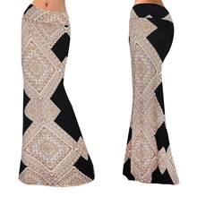 Большой Размеры Для женщин юбки Весна Летняя длинная юбка Фасонная юбка Сексуальная печати Макси Винтаж Повседневное тонкий юбка-годе