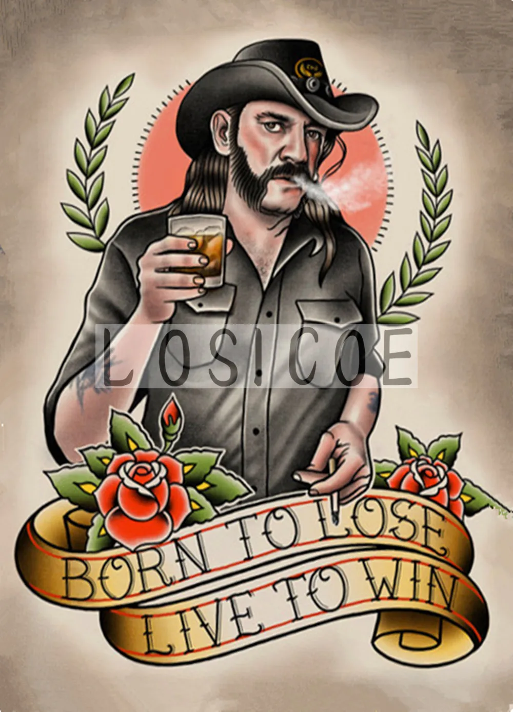 "BORN TO LOSE LIVE TO WIN" Creative Personality Retro