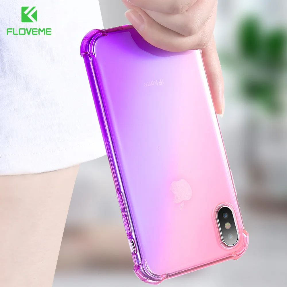 FLOVEME роскошный градиентный чехол для iPhone 7 8 6 X синего света блестящий XS s Plus задняя