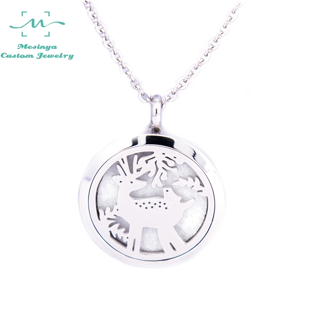 

1 piece mesinya Christmas Reindeer (30mm) Aromatherapy/Essential Oils 316L Stainless Steel Diffuser Locket pendant Necklace
