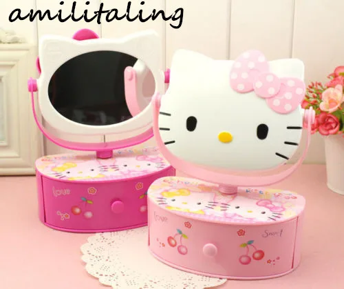 Новая музыкальная шкатулка HelloKitty зеркальная для косметики ювелирных изделий с