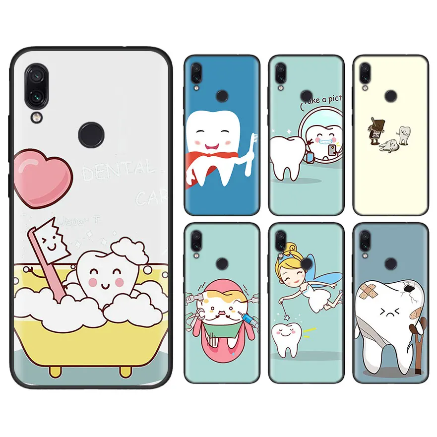 

Black Soft Case for Xiaomi Redmi Note 5 Pro 6 7 Pro 5 6 6A Dentist Dental Crowned Tooth Case for Mi 9 8Lite Mix 3 Play A2 Lite