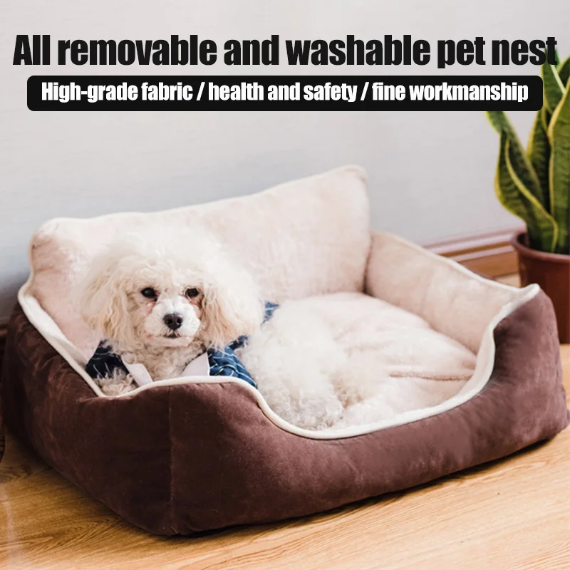 

Fully Detachable Washable Independent Pillow Dog Bed Rectangle Grooved Orthopedic Dog Beds 669