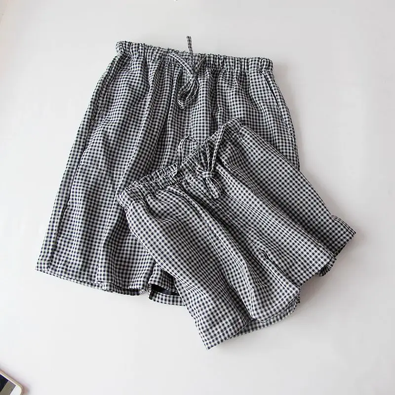 Women's Sleep Pants Double-layer cotton yarn shorts pants Plaid Men And Women Couple Lounge Pants Long Sleep Bottoms Women's Sleep Pants Double-layer cotton yarn shorts pants Plaid Men And Women Couple Lounge Pants Long Sleep Bottoms