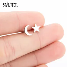SMJEL Tiny Moon Star серьги-гвоздики из нержавеющей стали повседневные подростковые ювелирные изделия серьги день матери Небесный подарок на день рождения