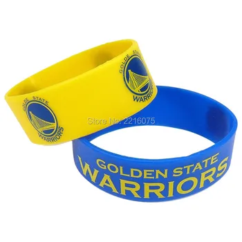 

50pcs blue yellow even mix Golden State Warrior wristband silicone bracelets free shipping