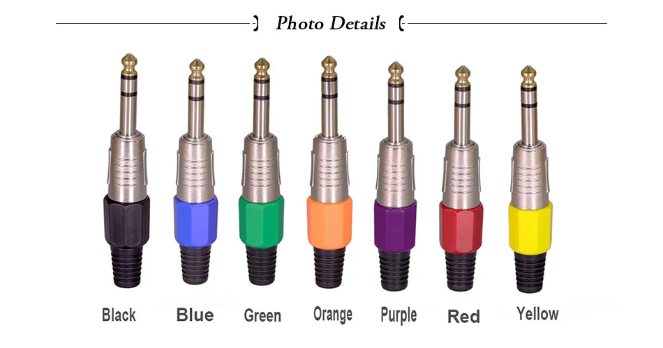3 Poles 6.35mm Stereo Plug 14 Connector Microphone Guitar Plug 3 Pin 3 6.35mm Stereo Wire Connector (15)