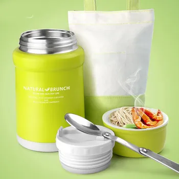 

L Hot Food rice box Container 304 Stainless Steel Insulated Thermal Lunch Box for Food Green Food Thermos