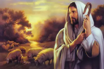 

Artist Perfect oil painting hand painted 24x36in on Canvas : The devout Christian priest Jesus is shepherding sheep .