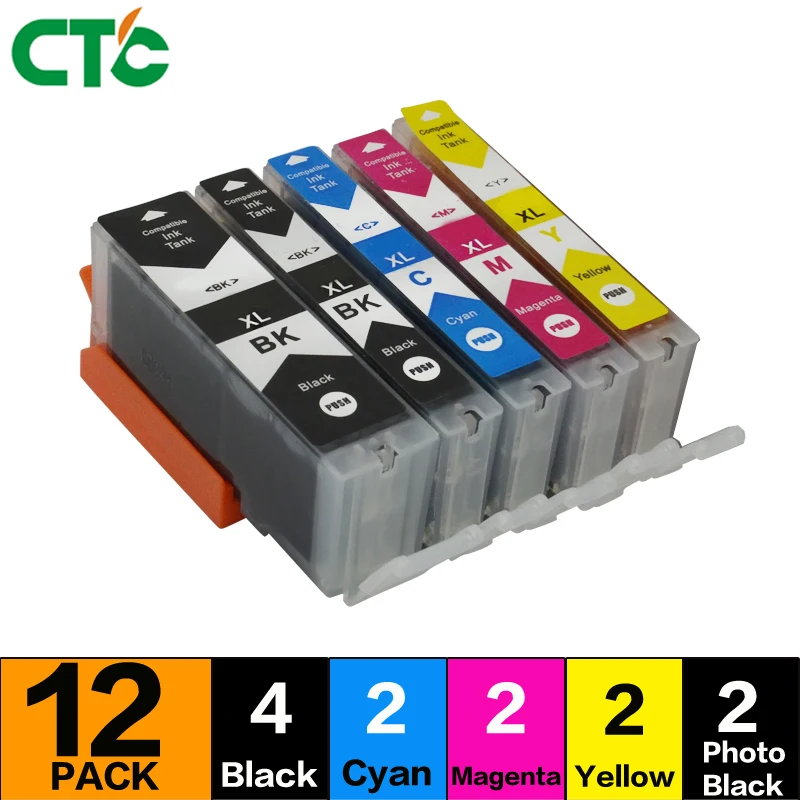 

12 Pcs PGI-250 CLI-251 PGI250 CLI251 Compatible ink Cartridge For Canon PIXMA MG5420 MG5522 MG6320 MG6420 MX922 IX6820 printer