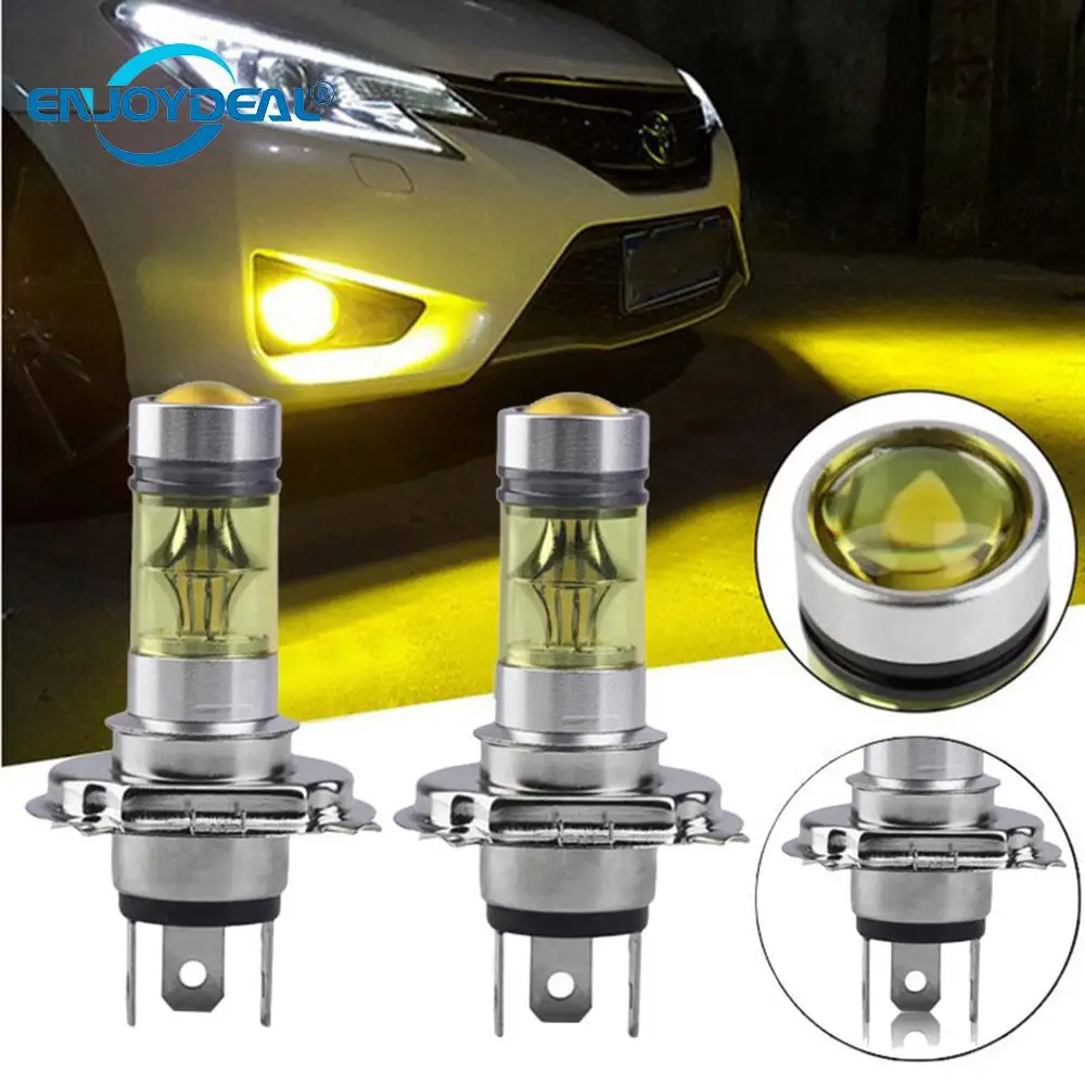 2 шт. 2828 SMD 100W Автомобильные DRL противотумансветильник фары H1 H3 H4 H7 H8 H11 желтые