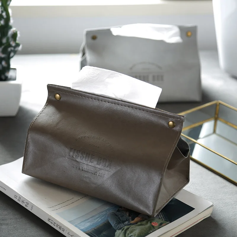 

Portable Tissue Box Case Kitchen PU Leather Paper Dispenser Holder Car Paper Container Decoration Nordic Style Office Storage