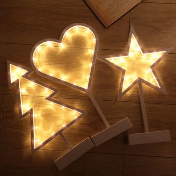 

Battery Powered DC4.5V Star Heart Christmas Tree Shape LED Night Light Room Bedside Decoration Table Lamp Wonderful Gift