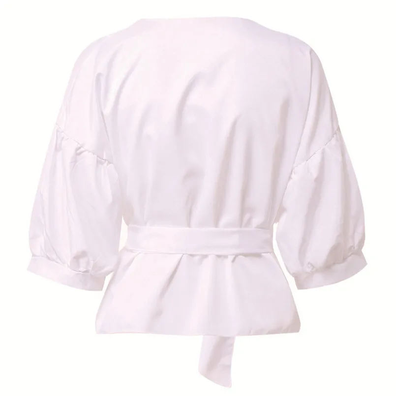 Plus Size New Women's V-Neck Tie With Embroidered Applique Shirt And Blouse With Medium Sleeves Fashion Women Blouses 40DE24 (1)