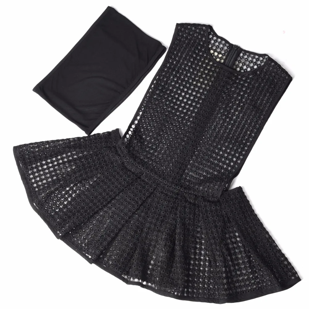 AEL модная открытая Черная кружевная блузка с круглым вырезом без рукавов, женские топы с воланом, летняя повседневная женская сексуальная одежда