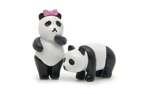 Cute Panda Ribbon Bamboo Mini figures pvc toys 4pcs - 6