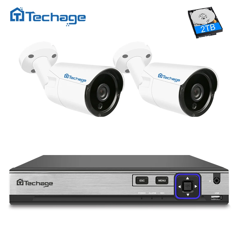 

Techage 4CH 4MP NVR H.265 POE CCTV System 2PCS 4MP IP Camera IR Night Vision Onvif Outdoor Video Security Surveillance System