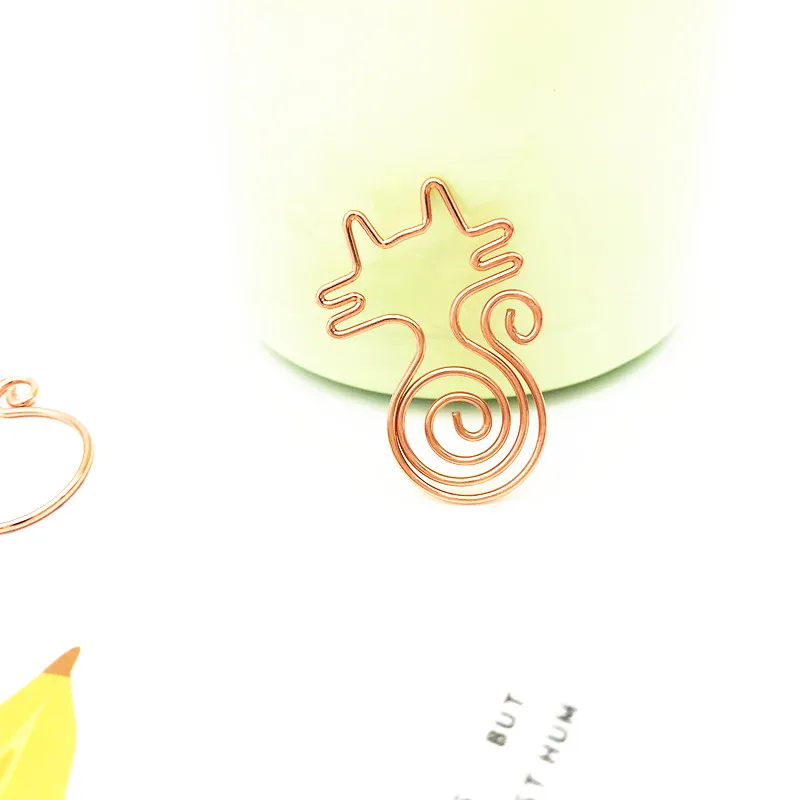4 шт/лот рулон хвост шпилька с подвеской «Кот» забавная металлическая Скрепка розовая Золотая бумага зажим для книги канцелярский школьный