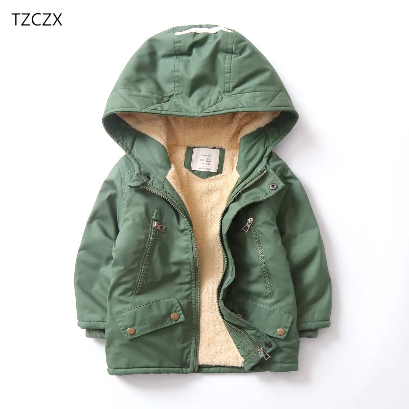 

Promotion New 2018 Winter Boy's Coats Parkas Casual Solid Zipper Hooded Children Coats Outerwear For 3-12 Years