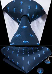 Галстук-бабочка, тканый, для свадебной вечеринки, с животными, Синий Шелковый мужской галстук, 3,4 "галстук-платок, набор запонок, модные