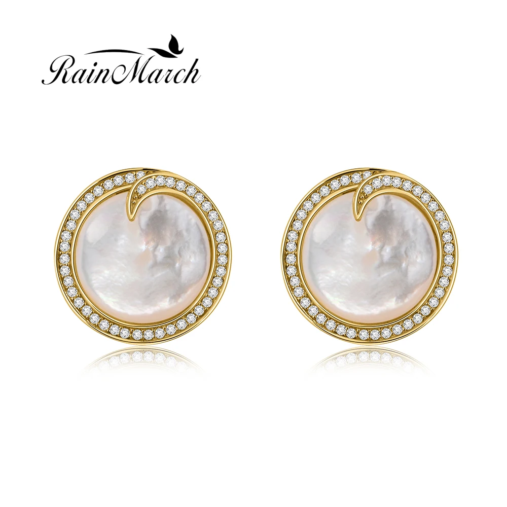 

Authentic 100% 925 sterling silver Natural Shell Stud Earrings for Women Fashion Engagement Earring Jewelry