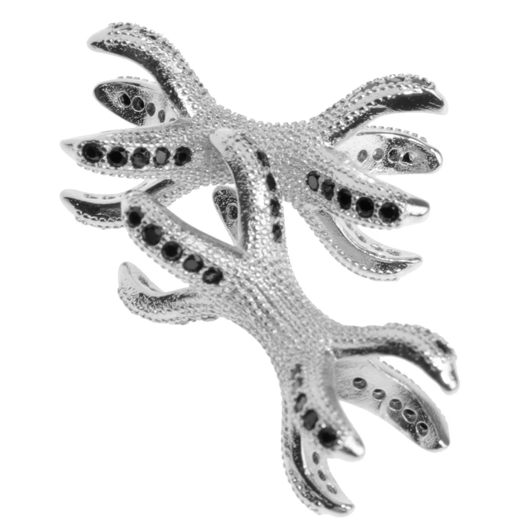2 Pieces Micro Rhinestone Eagle Claw Bracelet Connector Beads Animal 8 Paw Design Punk Mens DIY Jewelry