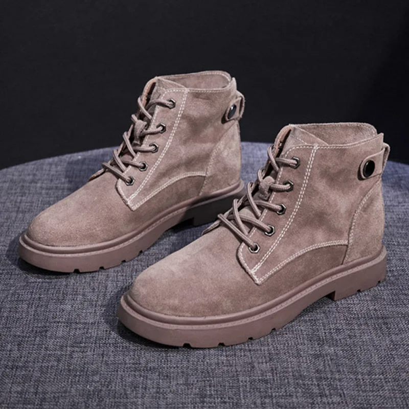 

Genuine Leather Women Boots Autumn Early Winter Women Ankle Boots Casual Ladies Single Botas Cow Leather Female Footwear A1648