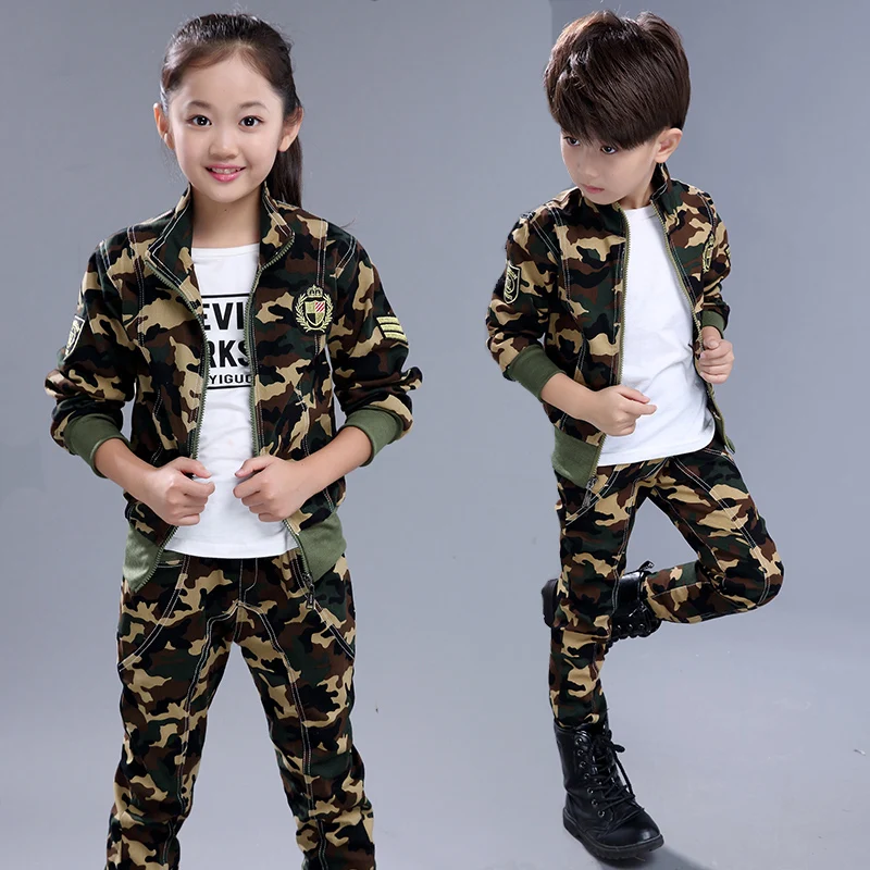 

European Style Children Camouflage Clothing Set 2018 Spring Fall Boys Fashion Cotton Military Uniform Kids Sport Suit 2 Pcs