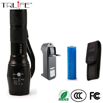 100% Authentic E17 6000 Lumens 5-Mode CREE XM-L T6 L2 LED Flashlight Zoomable Focus Torch by 1*18650 or 3*AAA Free shipping