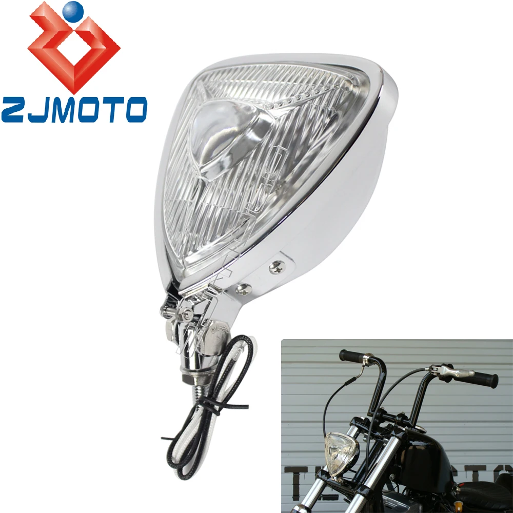 Motorcycle Triangle Spot Headlight For Harley Triumph XS650 Bobber