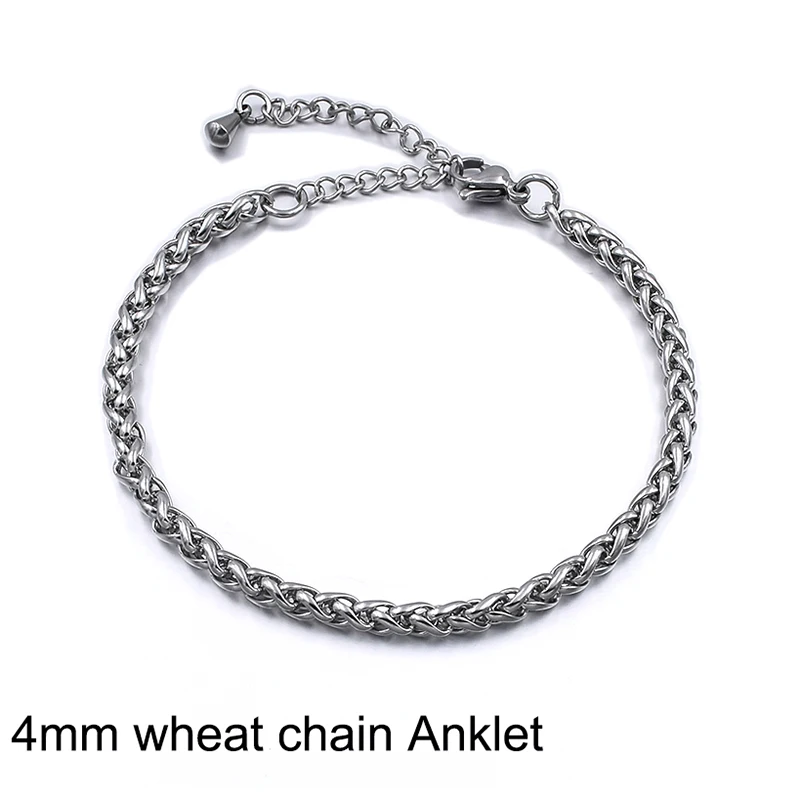 Silver Anklet Bracelet Ankle Chains Stainless Steel Beach For Women Men Summer Accessories Fashion Accessories Gift