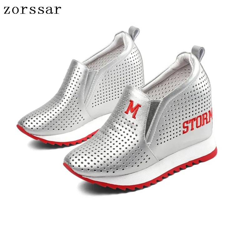 

Zorssar Women Creepers summer Increasing Height Shoes Casual Slip On Moccasins Platform Wedge Heel Fashion Brand Footwear