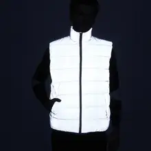 Осенняя и зимняя мужская мода Светоотражающие теплый жилет в стиле хип-хоп куртка без рукавов женские ночью отражают свет Bodywarmer Жиле Homme