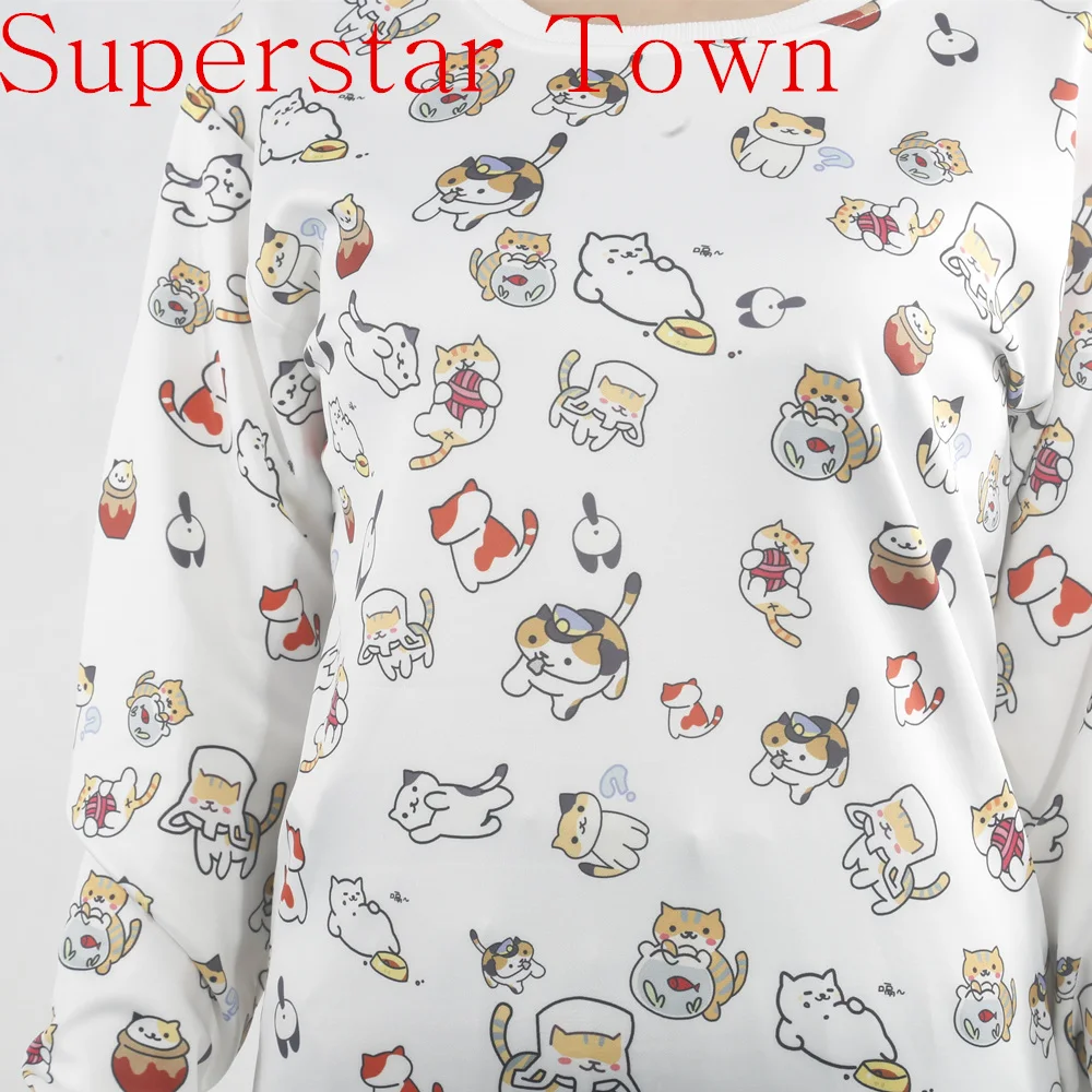 2016 Neko Atsume Cute Cat Пуловер Harajuku Женский Топы Tee|pullover with shirt|shirt casualpullover hood |