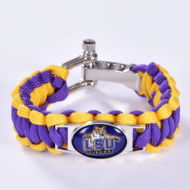Louisiana State Tigers Custom Paracord Bracelet Ncaa College Louisiana State Tigers Custom Paracord Bracelet Ncaa College Football Charm Survival Drop Shipping 6pcs Lot In Bracelets From