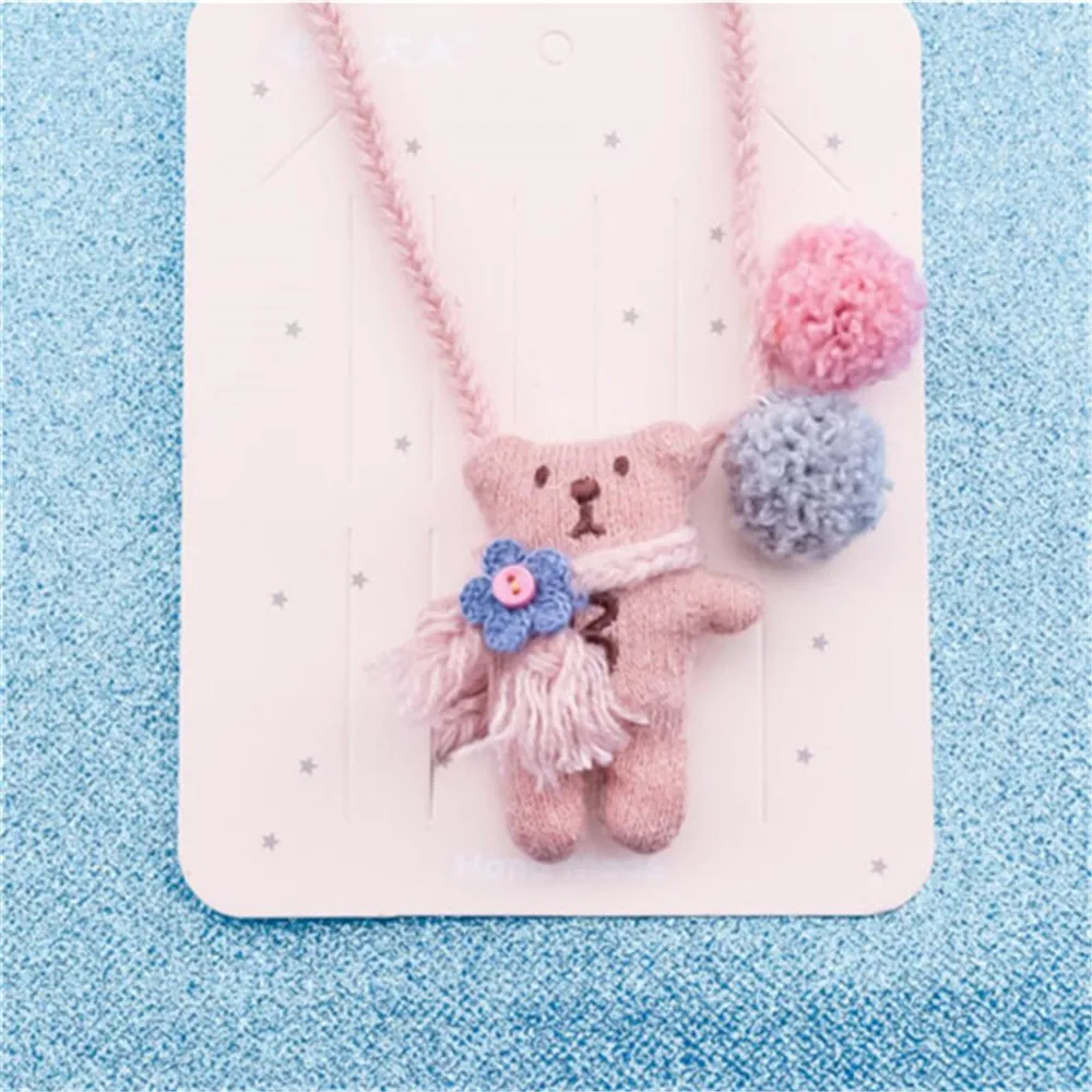 Детское ожерелье для девочек, милый мультяшный медведь, цветок, Корейская ручная работа, на пуговицах, подарки, аксессуары для одежды,-HZPR